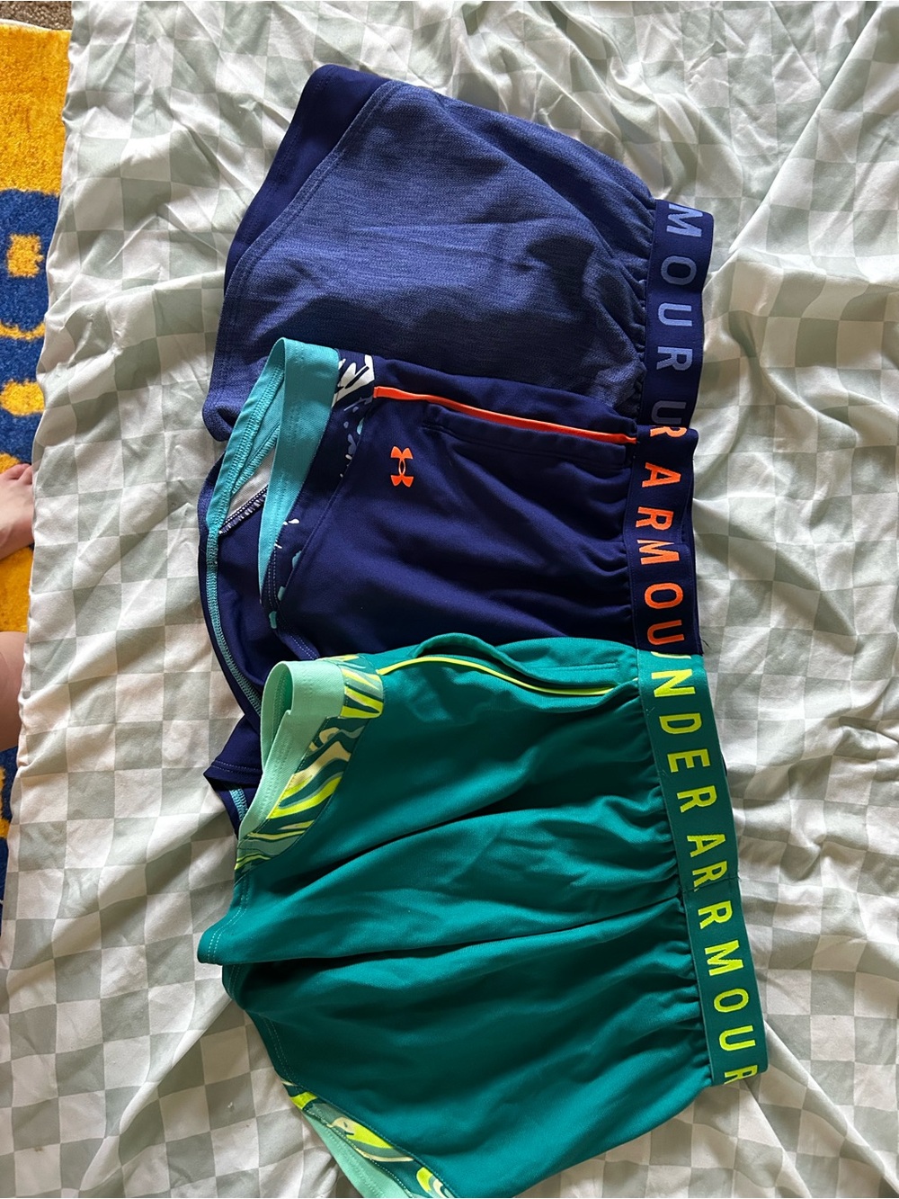Under Armour Kids Athletic Shorts in Navy and Teal with Accent Trim